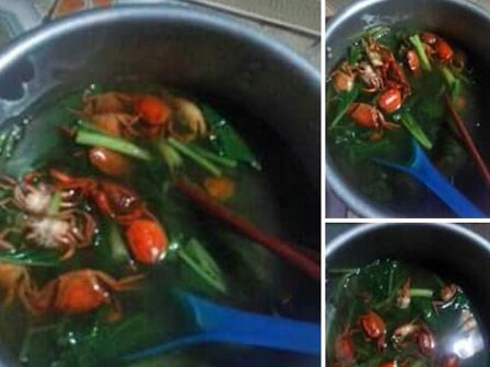 Bát canh cua nguyên con tiếp tục 