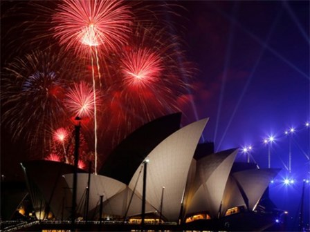 Nhà hát Con Sò lộng lẫy trong đêm giao thừa ở Sydney