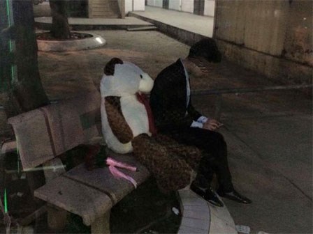 Mang hoa, gấu đến trường chờ hàng giờ để tỏ tình, chàng trai nhận cái kết buồn