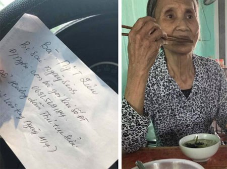 Cụ bà run rẩy chống gậy trên đường và hành động của người phụ nữ đi ô tô