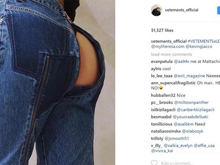 Quần jeans hở vòng 3 xuất hiện trong làng mốt