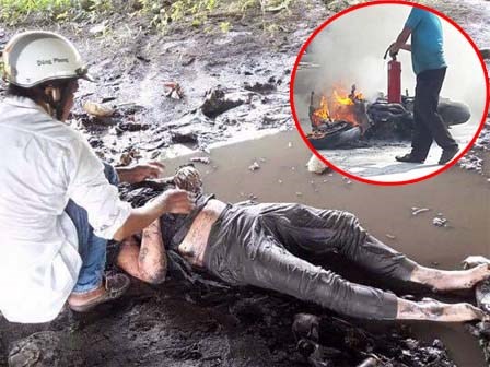 Chủ xe phân khối lớn bốc cháy trên QL 1A nguy cơ nhiễm trùng cao do nhảy xuống vũng sình