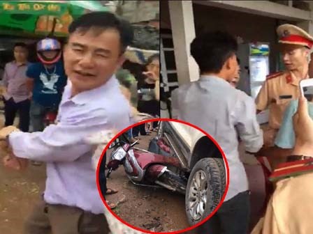 Giám đốc doanh nghiệp điều khiển ô tô đâm người rồi xuống la hét, doạ nạt, đánh CSGT