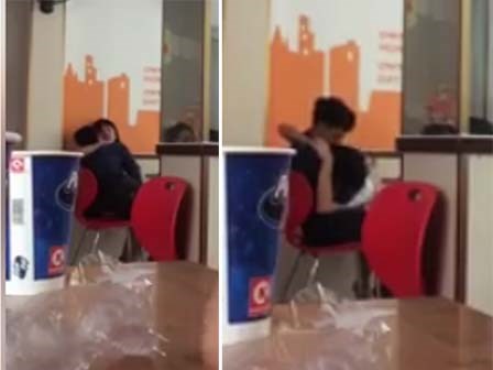Lại thêm 1 cặp đôi ngang nhiên hành động phản cảm trong cửa hàng tiện ích