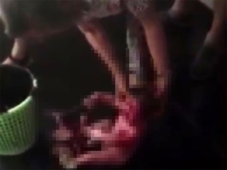 Nghe thấy tiếng động lạ, người phụ nữ mở nắp thùng rác khiến bà sững người