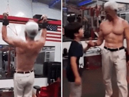 'Chào thua' trước màn hít xà đơn cùng body 6 múi của cụ ông 72 tuổi