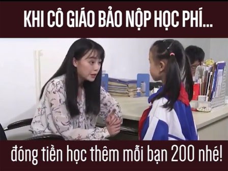 Khi cô giáo bảo nộp học phí...