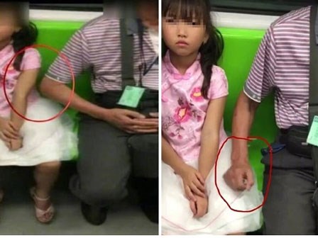 Choáng váng cảnh một người đàn ông lớn tuổi rình mò sàm sỡ bé gái trên xe buýt