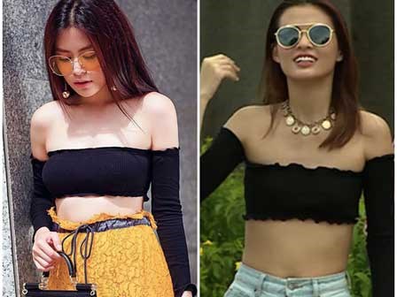 Mặc cùng một chiếc áo nhưng Cao Thiên Trang và Hoàng Thùy Linh khác nhau một trời một vực