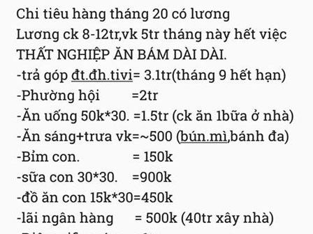Bí quyết chi tiêu của hai vợ chồng công nhân, 