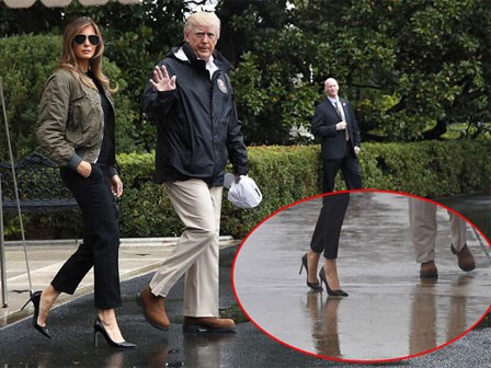 Đi giày cao gót tới thăm Texas sau siêu bão Harvey, Đệ nhất phu nhân Melania Trump gây xôn xao dư luận