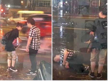 Bất chấp mưa bão, chàng trai vẫn nằm lăn ra đường giả vờ ngất để 