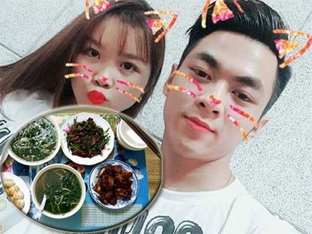 Về thổi cơm chung, cô sinh viên khoe mâm cơm