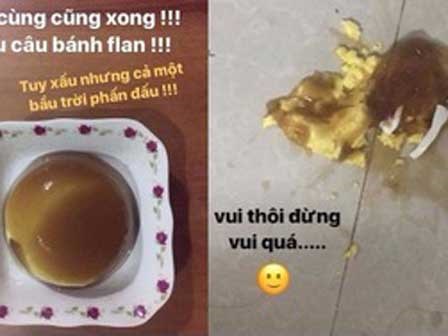 Tập tành làm bánh flan, cô gái tự khen mình tài giỏi, nào ngờ cái kết khiến 