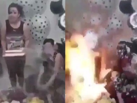 Clip tai nạn kinh hoàng trong sinh nhật: Cô gái bị bỏng sau khi bọt tuyết phun đầy người bắt lửa cháy dữ dội