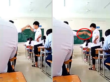 Học trò bị phạt đứng bắt tay suốt buổi vì cãi nhau trong giờ học