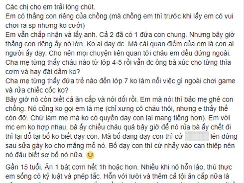 Mẹ kế gây tranh cãi dữ dội khi lên MXH kể về con chồng 