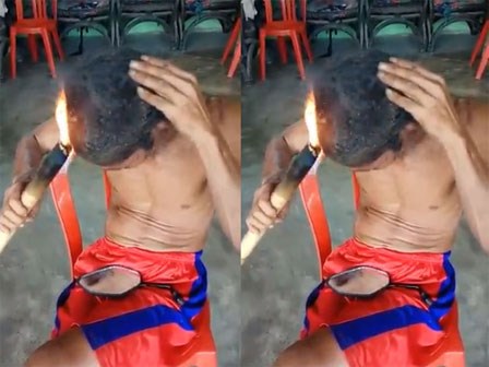 Tự cắt tóc chỉ bằng một... mồi lửa
