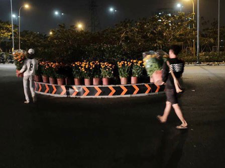 Câu chuyện đáng yêu về hai vợ chồng “dịu dàng giữa thịnh nộ”: Mang hoa ế 30 Tết trang trí cho vòng xoay ở Sài Gòn