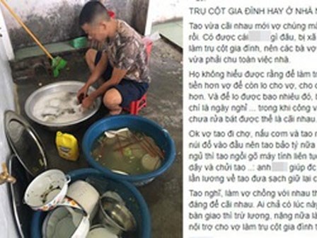 Vợ mắng vì mải làm không rửa bát, chồng lên mạng kể khổ tưởng được bênh, ai ngờ lại bị dân tình mắng té tát