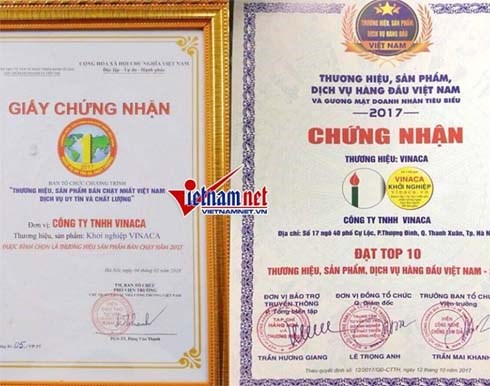 Bí mật số tiền Vinaca đóng góp để nhận giải thương hiệu
