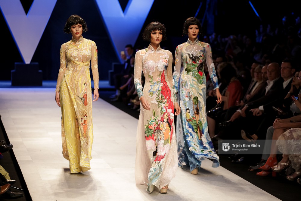 HHen Niê dẫn đầu Top 3 HHHV thả dáng trong những chiếc áo dài mất cả trăm giờ thêu tay của NTK Công Trí-3