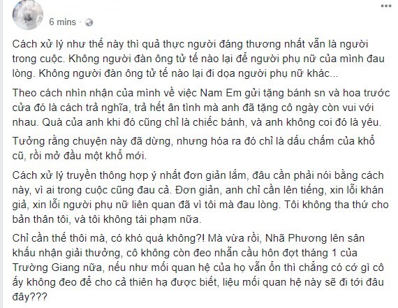 Sau phát ngôn của Trường Giang: Cư dân mạng dậy sóng chỉ trích, Nam Em quyết im lặng, Quế Vân bất ngờ mỉa mai-4