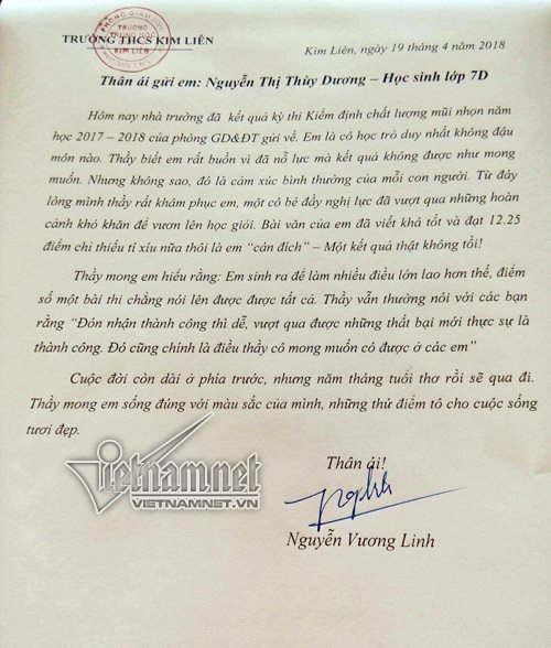 Thầy hiệu trưởng gửi thư cho học sinh duy nhất thi trượt-5