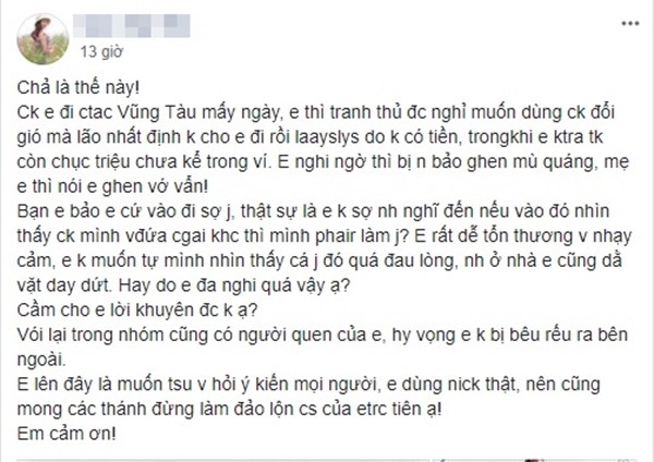 Nổi cơn ghen tanh bành khi chồng đi công tác, nguyên do cô vợ trẻ đưa ra khiến ai cũng phải bật cười-1