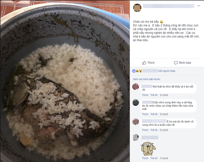 Mẹ bầu hạnh phúc khoe được tẩm bổ bằng cháo cá chép nguyên con, hội chị em nhìn ảnh rồi chê lên chê xuống-1