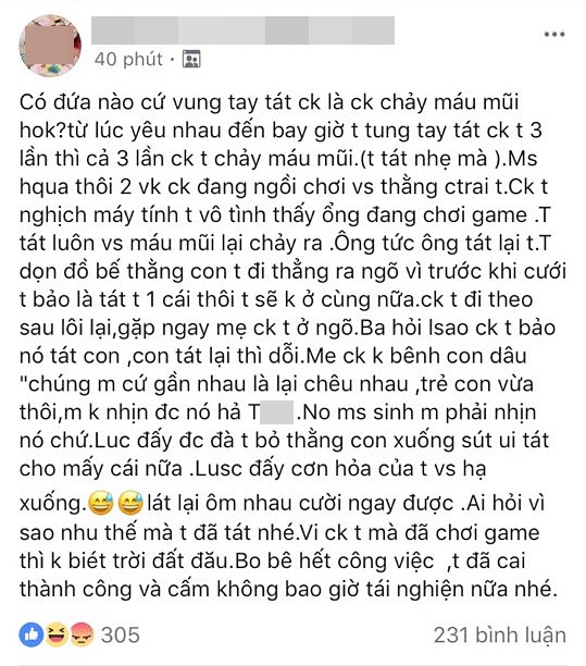 Tức chồnTức chồng mê game dù đã hứa cai, cô vợ trẻ xông vào tát chồng chảy máu mũi, còn lên mạng khoe chiến tích g mê game dù đã hứa cai, cô vợ trẻ xông vào tát chồng chảy máu mũi, còn lên mạng khoe chiến tích-1
