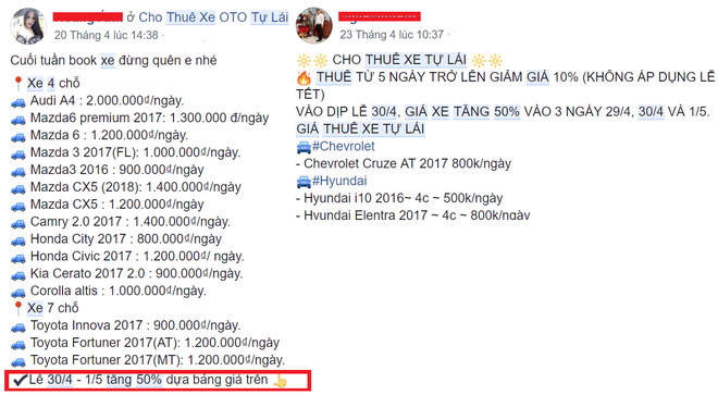 Giá tăng 50% nhưng khách hàng vẫn méo mặt vì không thuê được xe dịp nghỉ lễ 30/4-2