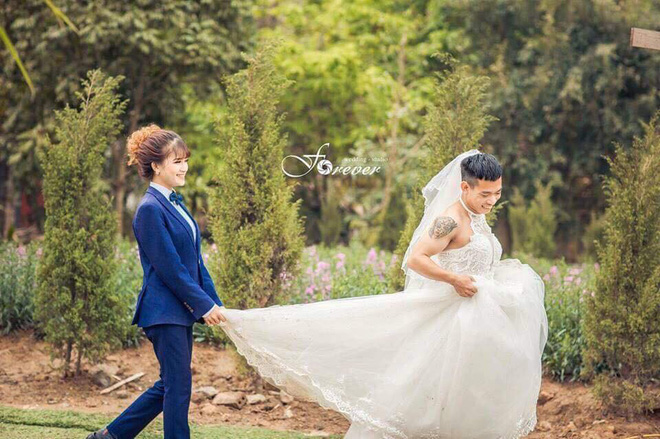 Chùm ảnh cưới chất: Khi chú rể cơ bắp nhưng cứ thích mặc thử váy cô dâu-3