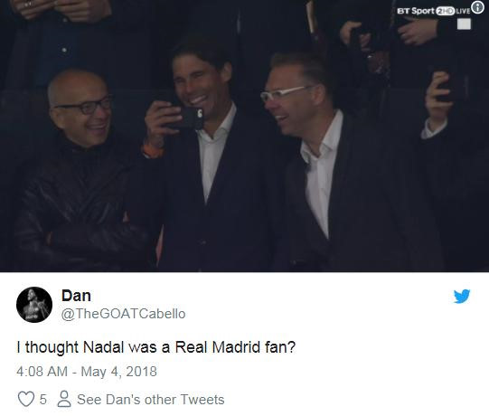 Cổ vũ Atletico, Rafael Nadal bị fan Real gọi là rắn độc-7