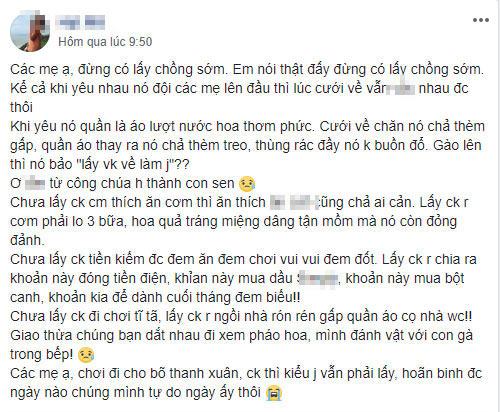 Vợ trẻ gây xôn xao với quan điểm lấy chồng sớm chẳng khác nào từ công chúa” thành con sen”-1
