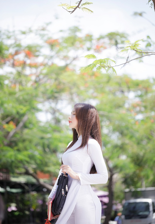 Hot girl ảnh thẻ Hương Lê diện áo dài trắng nhớ thuở học trò-4