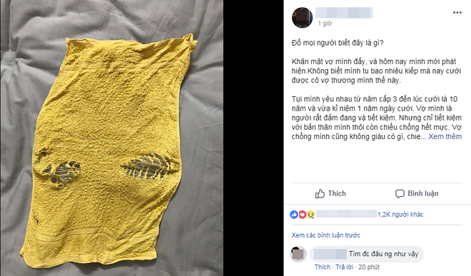 Chồng tiết lộ bí mật phía sau chiếc khăn mặt rách bươm của vợ, dân mạng người cảm động người chê bai-1