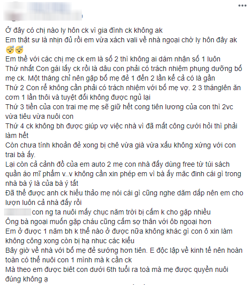 Quyết định ôm con về nhà ngoại vì 4 nguyên tắc làm dâu mẹ chồng đặt ra, nóng mắt nhất với điều số 1-1