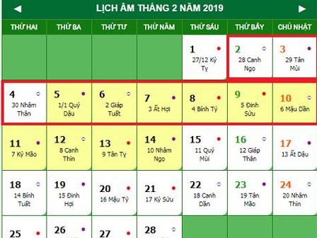 Tết Nguyên đán 2019 có thể được nghỉ bao nhiêu ngày?