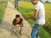 Dân làng bức xúc vây đánh kẻ đòi tiền 'bảo kê' máy gặt lúa