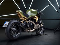 Ducati Monster 1200 R bóng bẩy với khung xe dát vàng