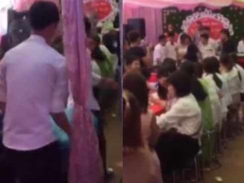 Hội bạn thân của chú rể mang 3 bao thóc mừng đám cưới