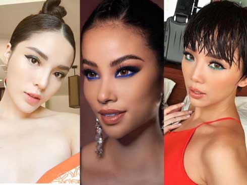 Tóc Tiên, Kỳ Duyên vượt mặt hoa hậu Phạm Hương khi cùng trang điểm mắt xanh
