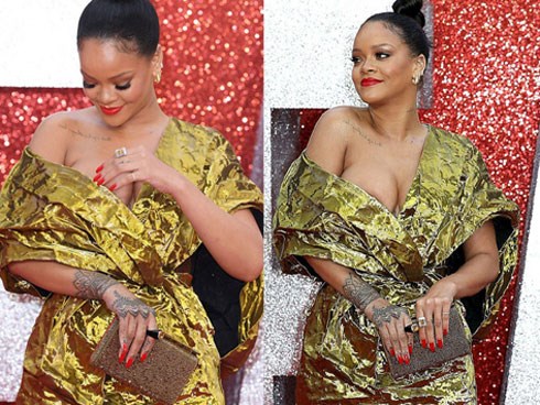 Rihanna mặc đồ trễ nải suýt lộ cả vòng 1 trên thảm đỏ 