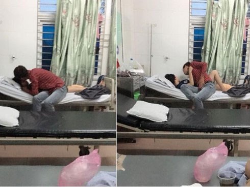 Cư dân mạng sốc với cặp đôi coi bệnh viện như chốn riêng tư, ôm hôn thân mật dù phòng đầy người