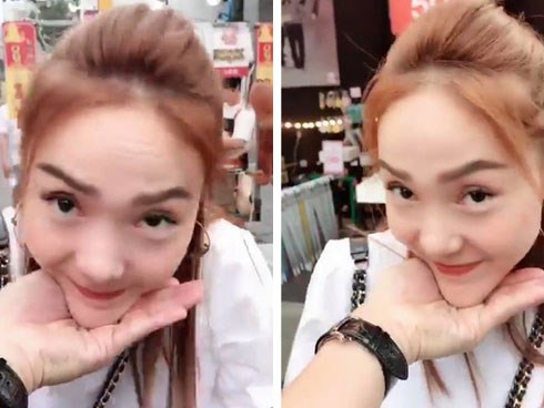 Mặc bàn tán của dư luận về chiếc cằm biến dạng, Minh Hằng vẫn tự tin thực hiện trào lưu 