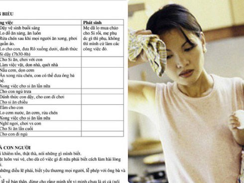 Thời gian biểu chồng soạn cho vợ khiến ai nhìn vào cũng lắc đầu: