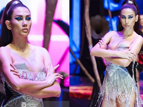 Không hiểu vì diễn quá hăng hay vì bộ đồ quá o ép mà Võ Hoàng Yến lại rơi vào tình huống