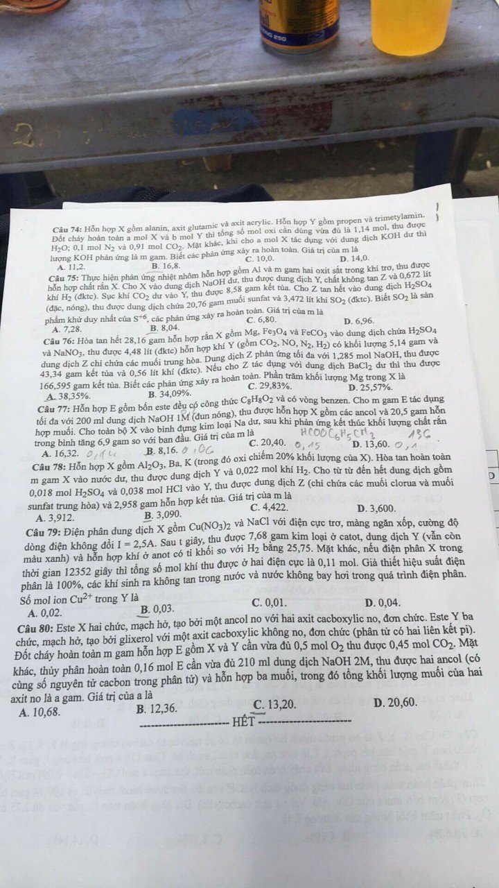 Đề thi môn Hóa thi tốt nghiệp THPT quốc gia 2018-6