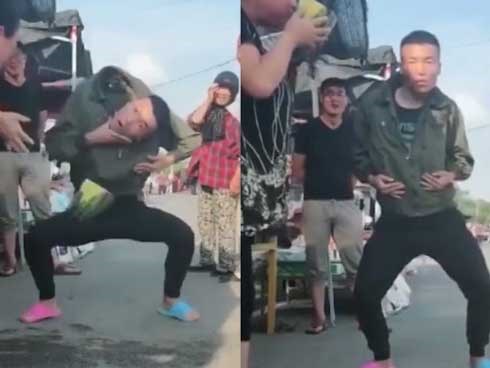 Giật mình khi chàng trai nhảy... rơi đầu